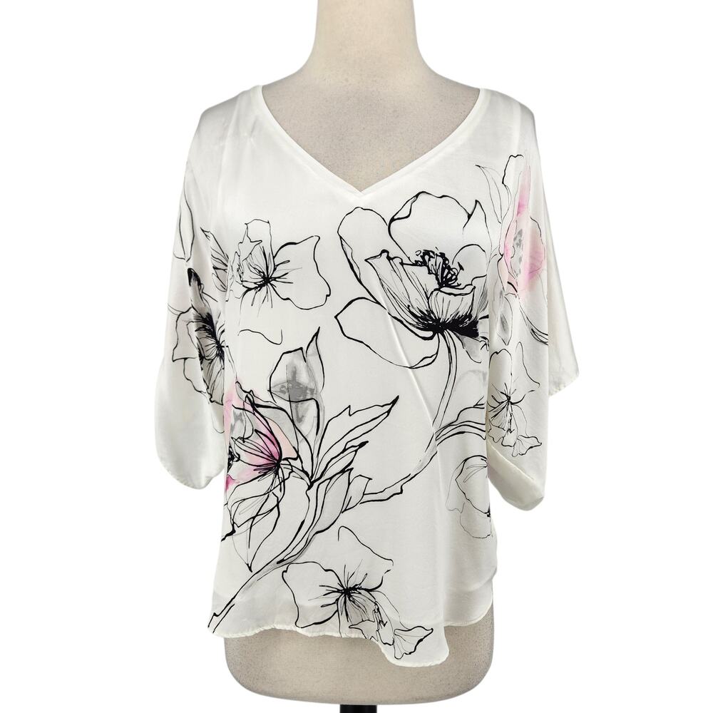 White House Black Market Silk Floral Blouse – Size XS